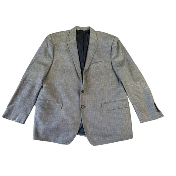 Lauren Ralph Lauren Silk/Wool Suit Jacket Mens 48R Gray Houndstooth - Picture 1 of 7